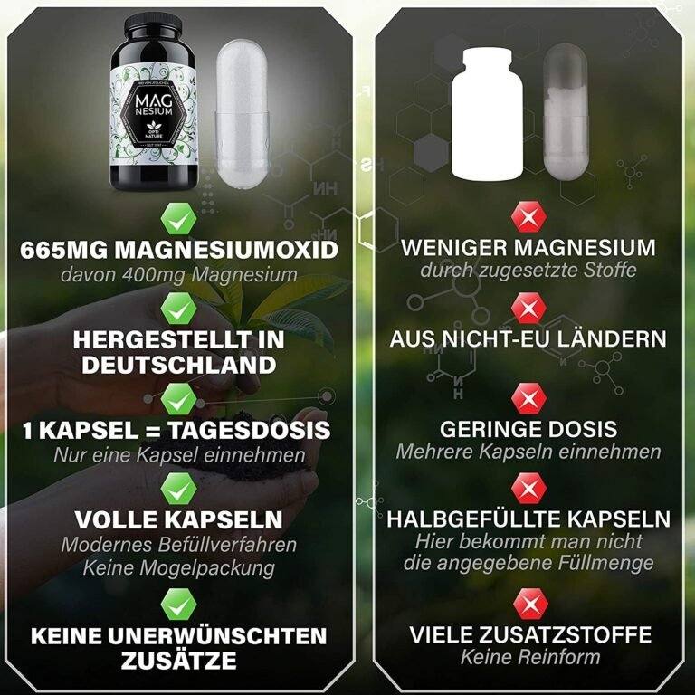 365 Magnesium Kapseln Hochdosiert | Made in Germany I hoch Bioverfügbar I VEGAN