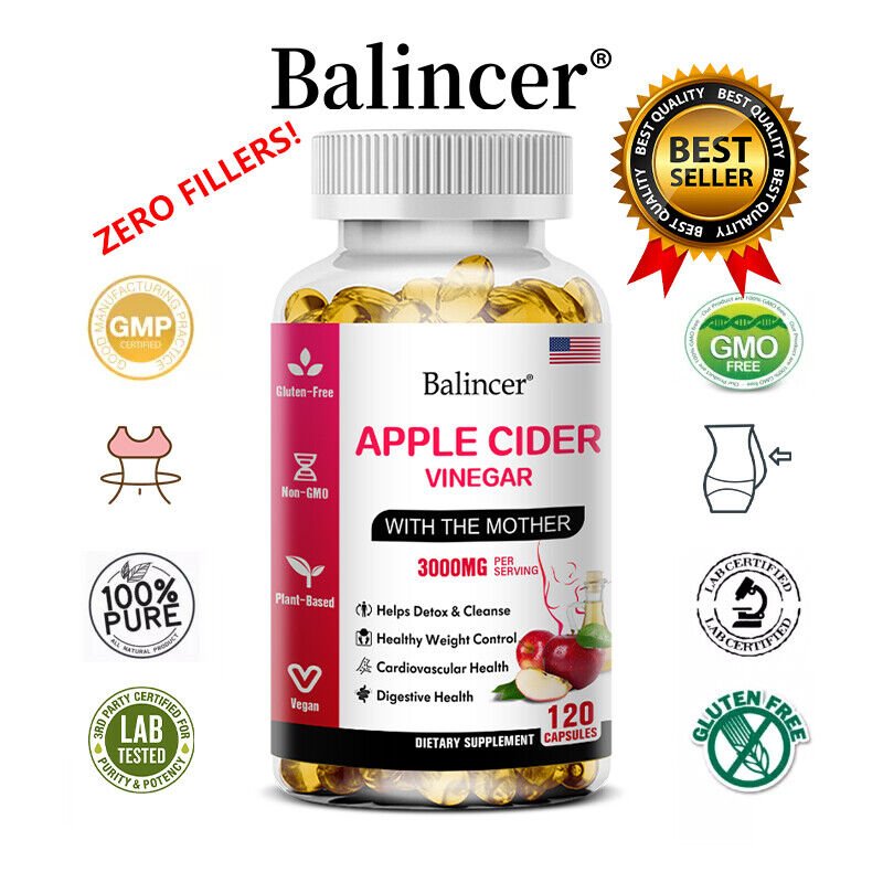 Apfelessig-Komplex – 30 Bis 120 Kapseln – Grüner Tee – Gewichtsmanagement Apfelessig-Komplex – 30 Bis 120 Kapseln – Grüner Tee – Gewichtsmanagement