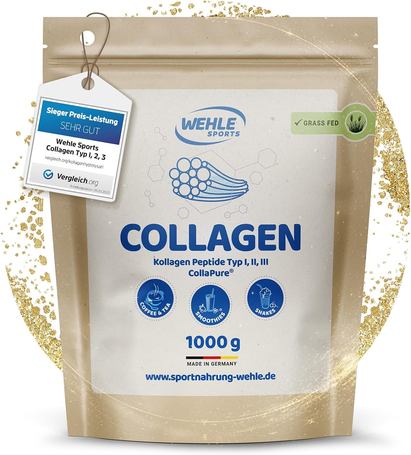 Collagen Pulver 1 KG - Bioaktives Kollagen Hydrolysat Peptide, Eiweiß-Pulver Ges Collagen Pulver 1 KG - Bioaktives Kollagen Hydrolysat Peptide, Eiweiß-Pulver Ges