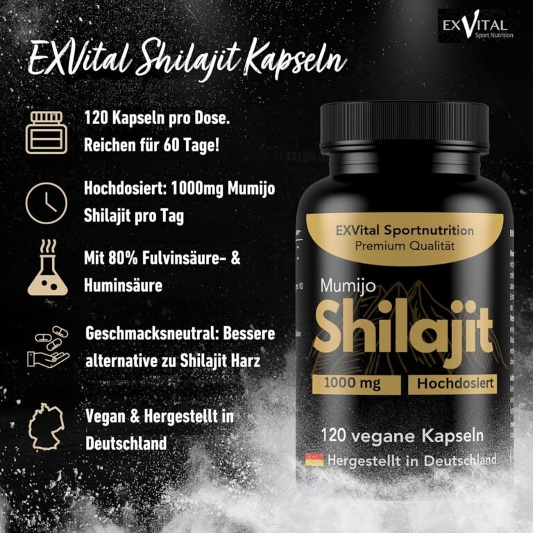 Mumijo Shilajit Kapseln, hochdosiert 1000mg von EXVital, Fulvin- und Huminsäuren