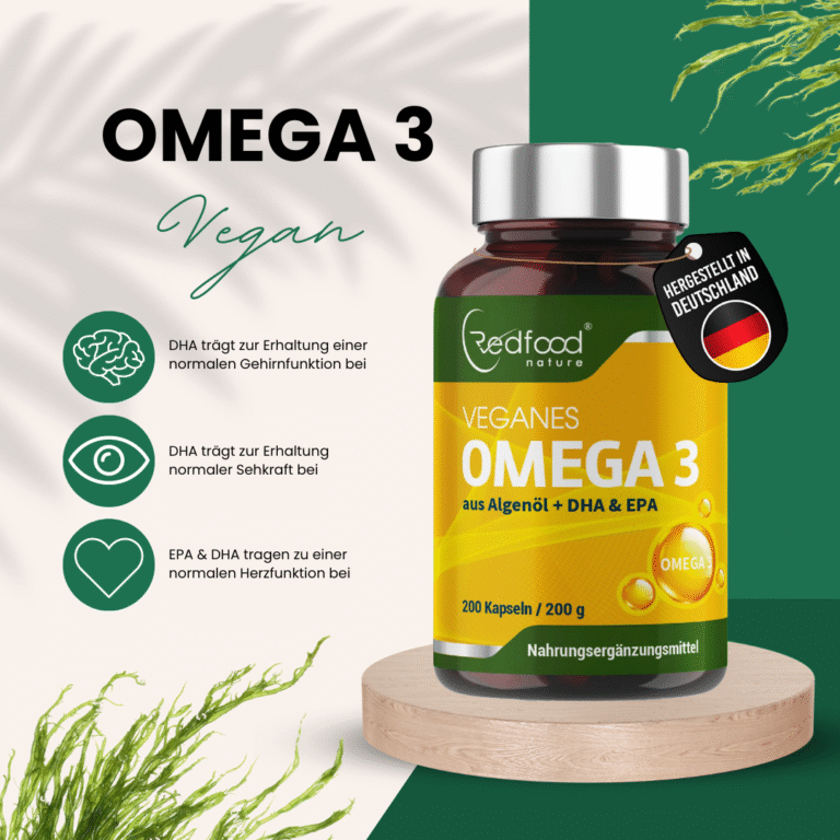Omega 3 Kapseln aus Algenöl - Vegan - 200 Kapseln 1000mg Algenöl DHA & EPA