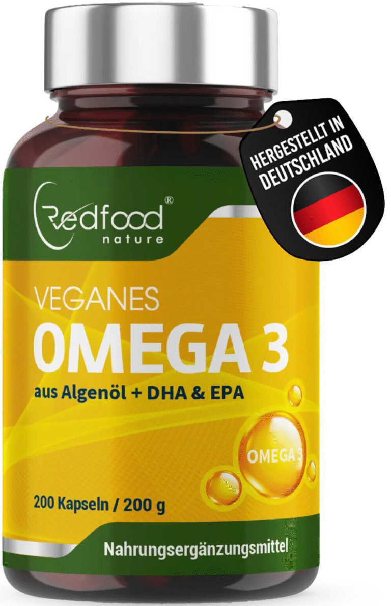 Omega 3 Kapseln aus Algenöl - Vegan - 200 Kapseln 1000mg Algenöl DHA & EPA