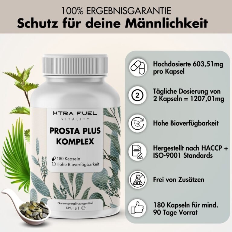 Prostata Kapseln 180 Stück, Prosta Plus Komplex, vegan, geprüft & hochdosiert