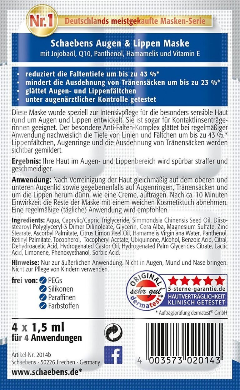 Schaebens Eye & Lip Lifting Masks 20 Treatments