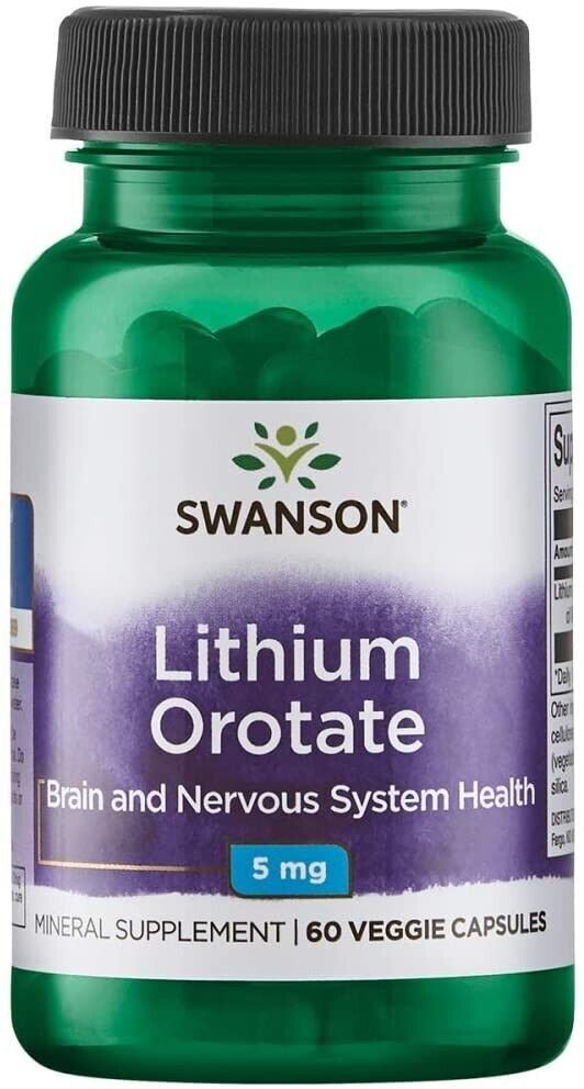 Swanson Lithium Orotate 5mg - 60 Veggie Tabs