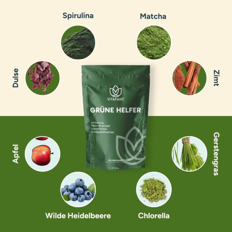 Vitafant-Grüne Helfer-Greens Pulver-Superfood Shake,Spirulina,Gerstengras,Matcha