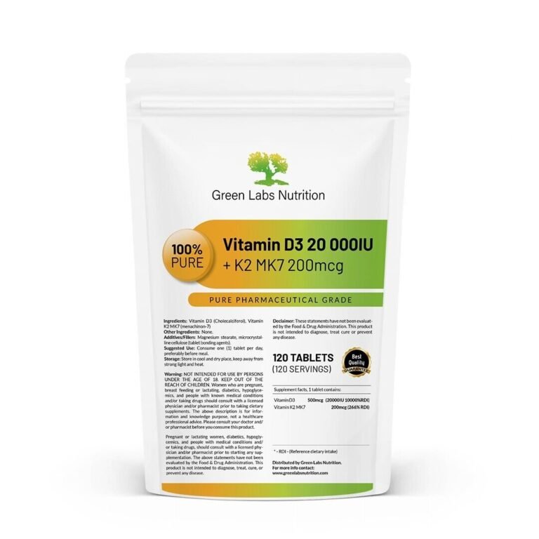 Vitamin D3 20000 IE + K2 MK7 200 mcg Tab – Immunsystem, Knochen, Muskeln & Zähne