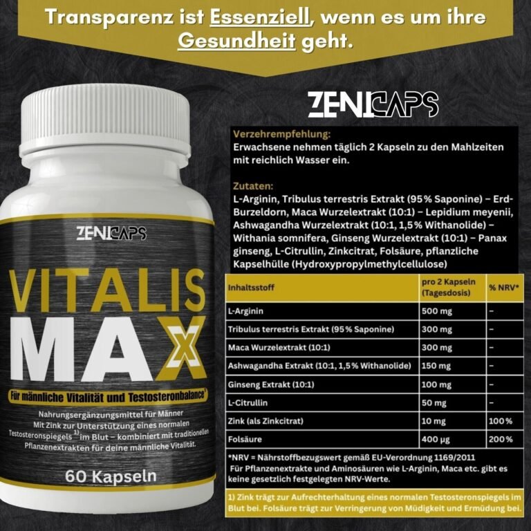 ZENICAPS Vitalis Max Kapseln | Kraft für den aktiven Mann | Einfache Anwendung